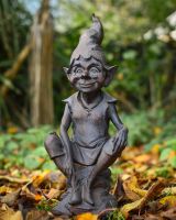 "Perched Pixie" Resin Garden Sculpture Bronze and Verdigris