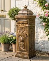 “Raventree” Deluxe Camden Free Standing Post Box in Brushed Gold digital illustration
