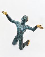 "Reaching Prayer" Sculpture in Cast Brass angled view