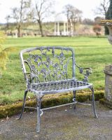 "Rosetta" Black & Silver Rose Design Bench main image