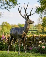 "Ryder" Brushed Gold Standing Deer Sculpture - Looking Left Digital Illustration