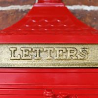 Close-up of the Brass Letter Flap on the Front of the Wall Mounted Post Box