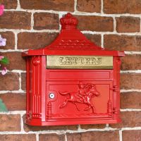 “Scorched Cranberry” Red Huntingdon Wall Mounted Post Box in Situ on the Front of a House