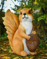 "Scurry" the Handpainted Fibreglass Squirrel Garden Sculpture angled view of squirrel