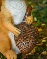 "Scurry" the Handpainted Fibreglass Squirrel Garden Sculpture close up of cone