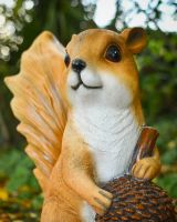 "Scurry" the Handpainted Fibreglass Squirrel Garden Sculpture close up of head