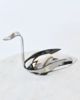 "Serene Swan" Upcycled Metal House Ornament angled view "Serene Swan" Upcycled Metal House Ornament angled view
