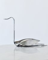 "Serene Swan" Upcycled Metal House Ornament side view "Serene Swan" Upcycled Metal House Ornament side view