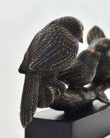 "Shadowed Songbirds" Cast Brass Ornament close up of wings