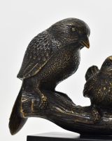 "Shadowed Songbirds" Cast Brass Ornament close up of left bird