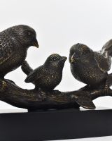 "Shadowed Songbirds" Cast Brass Ornament close up of middle bird