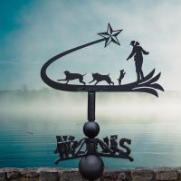 Shooting star & dogs weathervane on a cloudy day