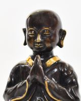 "Silent Sermon" Cast Brass Buddha Sculpture close up of head