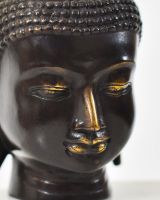 "Silent Sermon" Cast Brass Ornament close up of face