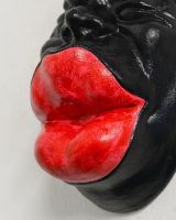 "Siren" Cast Aluminium Modern Wall Art close up of mouth