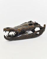 "Sobek" Cast Brass Crocodile Skull Sculpture