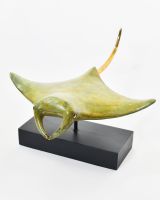 "Sovereign Glider" Ray Large Cast Brass Ornament - Light Verdigris