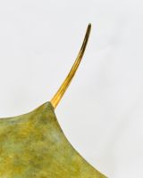 "Sovereign Glider" Ray Large Cast Brass Ornament - Light Verdigris close up of tail