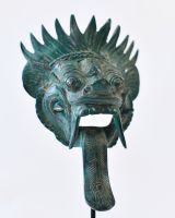 "Sovereign Guardian" Cast Brass Balinese Mask Ornament close up of mask