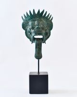 "Sovereign Guardian" Cast Brass Balinese Mask Ornament facing front