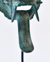 "Sovereign Guardian" Cast Brass Balinese Mask Ornament close up of tongue