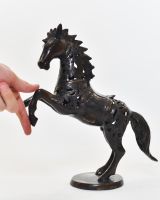 "Sovereign Stallion" Cast Brass Horse Ornament with hand in shot for scale