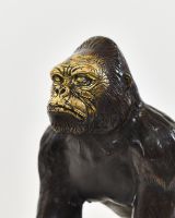 "Sovereign Strength" Cast Brass Gorilla Sculpture close up of head