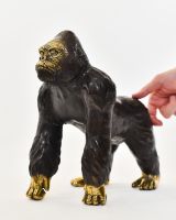 "Sovereign Strength" Cast Brass Gorilla Sculpture with hand in shot for scale