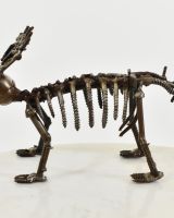 "Spike" Upcycled Metal Triceratops Ornament close up of ribs