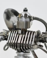 ‘Stainless Sentinel’ Upcycled Stainless Steel Robot close up of head