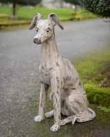 "Stanley" Sitting Greyhound Cast Aluminium Garden Sculpture high angled shot