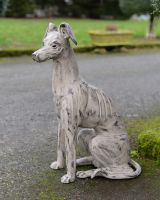 "Stanley" Sitting Greyhound Cast Aluminium Garden Sculpture side view