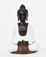 "Stillness Spoken" Cast Brass Buddha Ornament front view