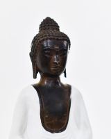 "Stillness Spoken" Cast Brass Buddha Ornament close up of torso