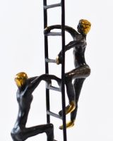 "Summit Seekers" Cast Brass Sculpture close up of climbers