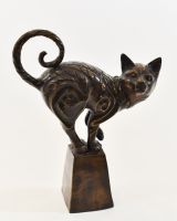 "The Curio Cat" Cast Brass Cat Sculpture