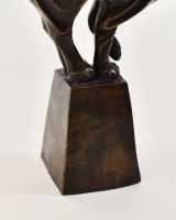 "The Curio Cat" Cast Brass Cat Sculpture close up of base