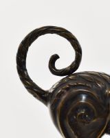 "The Curio Cat" Cast Brass Cat Sculpture close up of tail