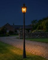 "The Elersburg" Dark Bronze Fluted Lamp Post 2.39m digital illustration at night