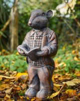 "The Hearthland Scholar" Resin Rat Garden Sculpture in situ