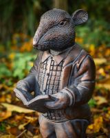 "The Hearthland Scholar" Resin Rat Garden Sculpture torso shot