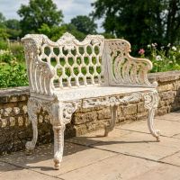 "The Horatio" Antique Cream Ornate Cast Iron Single Seater Bench Digital Illustration