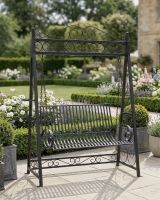 Traditional Black Garden Swing Bench Digital Illustration