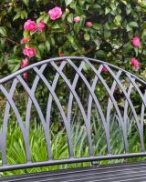 "Twilight" Wrought Iron Arched Garden Bench Close up of Arched Back Rest
