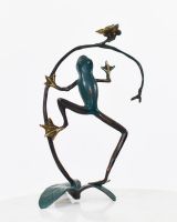 "Verdigris Voyager" Frog Ornament in Cast Brass