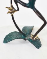 "Verdigris Voyager" Frog Ornament in Cast Brass close up of frog feet