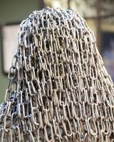 "Verity" Female Torso Sculpture Reclaimed Metal -74cm close up of chain hair