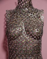 "Vesta" Female Torso Reclaimed Metal Wall Sculpture mounted on wall main image close up front view "Vesta" Female Torso Reclaimed Metal Wall Sculpture mounted on wall main image close up front view