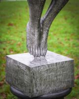 "Winged Solace" Cast Aluminium Angel Garden Sculpture close up of base