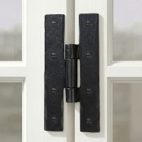 A 7" Traditional Beeswax H Hinge Mounted on a White Folding Window Frame - Digital Illustration